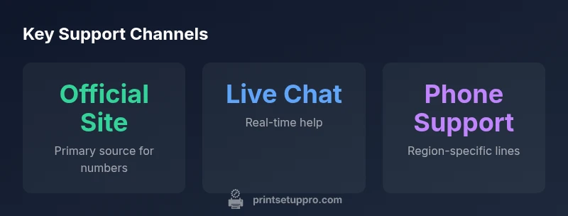 Infographic showing HP support channels and regional numbers