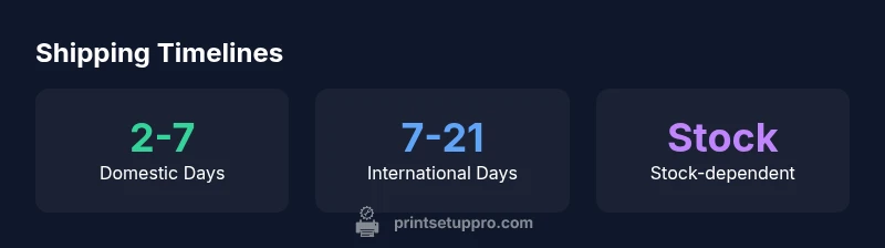 Chart showing domestic and international Printerval shipping timelines