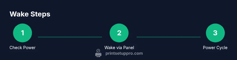 Infographic showing steps to wake Brother printer from sleep