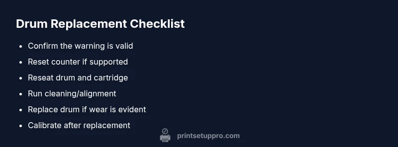 Checklist infographic for replacing printer drum