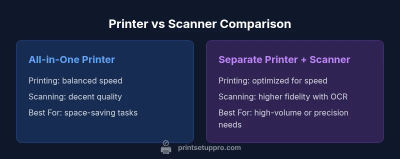 Tailored infographic comparing all-in-one printers and separate printer-scanner setups