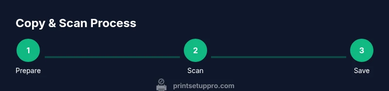 Infographic showing a 3-step copy and scan workflow