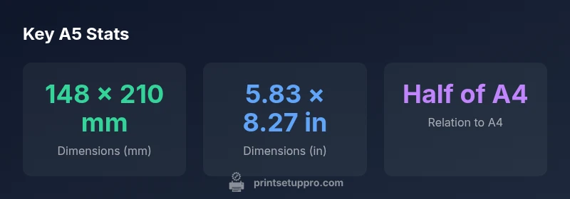 infographic showing A5 dimensions in mm and inches