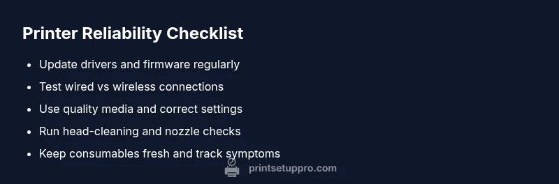 Checklist of steps to improve printer reliability