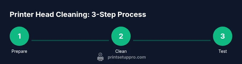 Infographic showing a 3-step printer head cleaning process