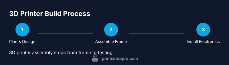 Infographic showing a step-by-step process to build a DIY 3D printer