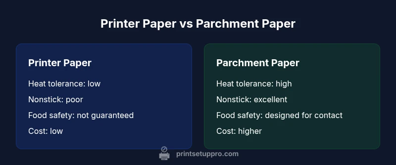 Comparison infographic: Printer Paper vs Parchment Paper