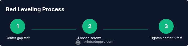 Infographic showing steps to level a 3D printer bed