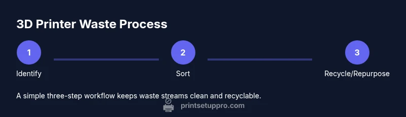 Process infographic showing waste management steps for 3D printing