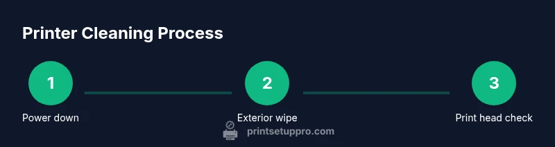 Infographic showing a 3-step printer cleaning process