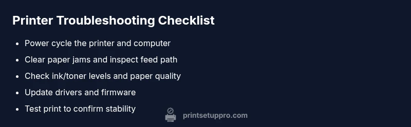 Checklist for printer troubleshooting steps